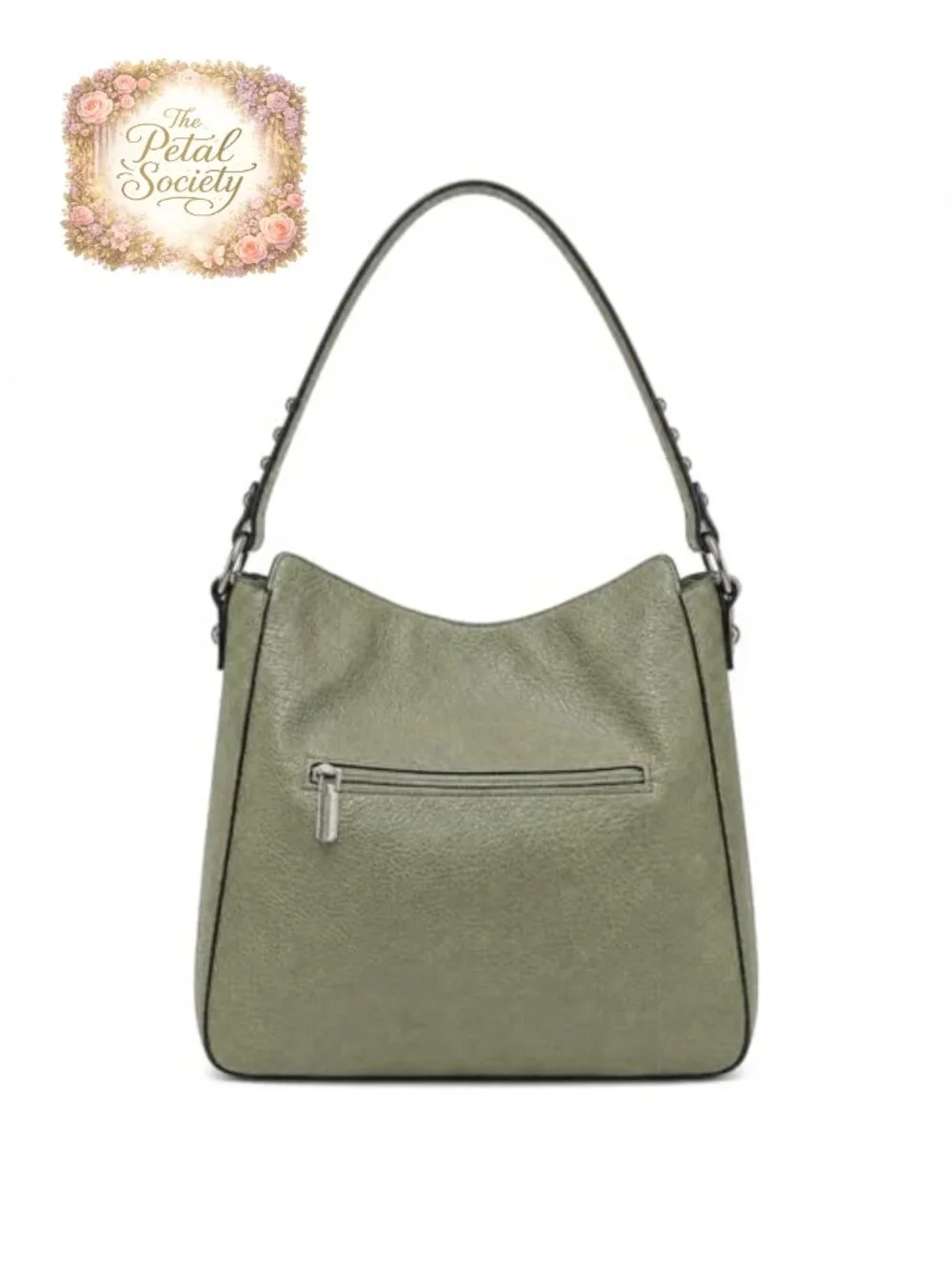 PU Leather Hobo Crossbody Bag with Stud Accents, Convertible Shoulder Purse